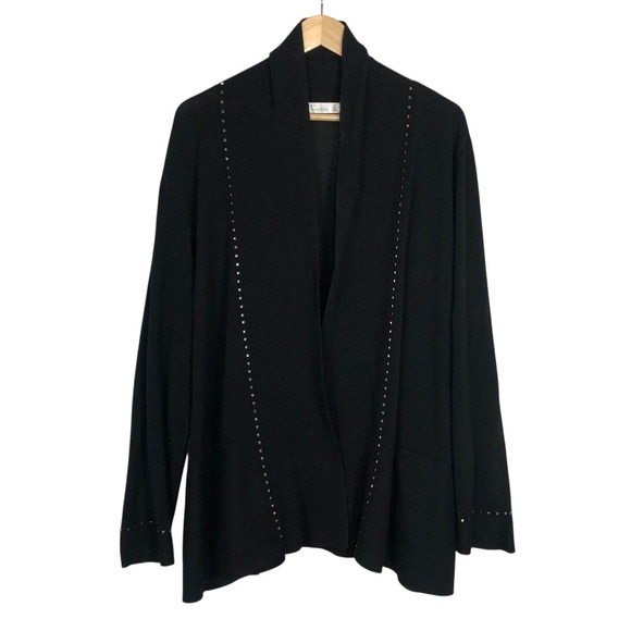 89th + Madison Sweaters - 89th + Madison Black Studded Open Front Knit Cardigan Sweater Size 2X Gothic